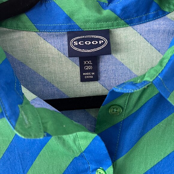 Scoop Womens Size XXL Side Knot Midi Dress Diagonal Stripe Blue/Green - Picture 6 of 9